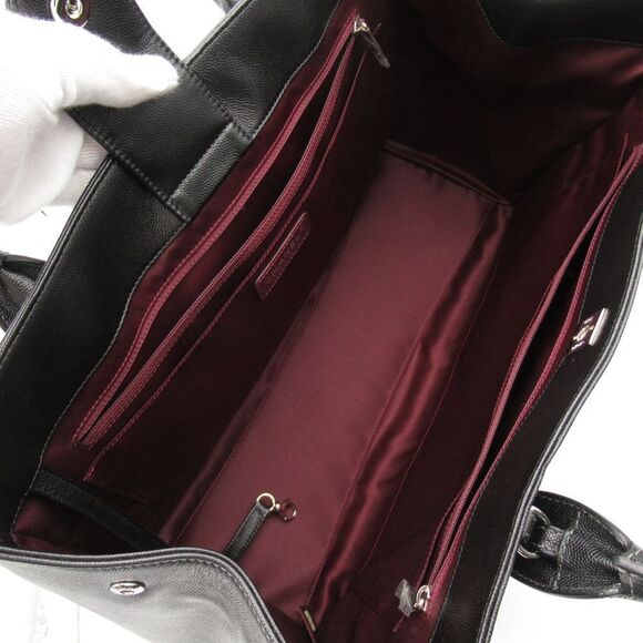 Chanel Metal Fittings Silver Leather Black Tote Bag 2-way Shoulder Bag - Picture 5 of 6